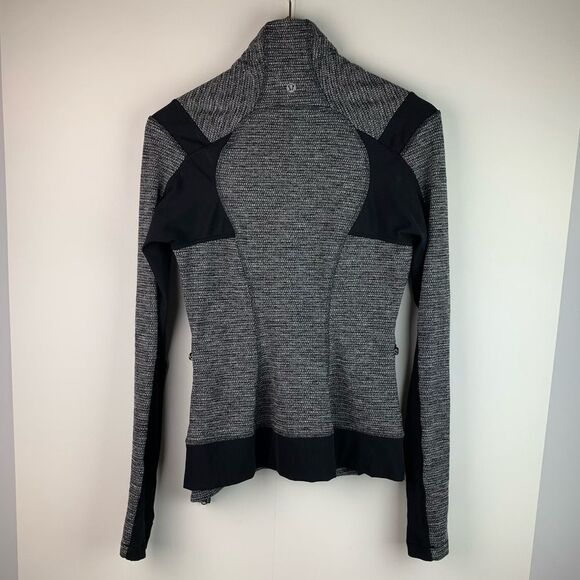Lululemon women’s black and gray Bhakti Yoga Jacket long sleeves full zip Sz 6 - Picture 2 of 10